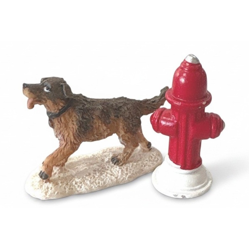 Paws and Refresh Christmas Village Accessories Resin Figurines Dog Fire Hydrant